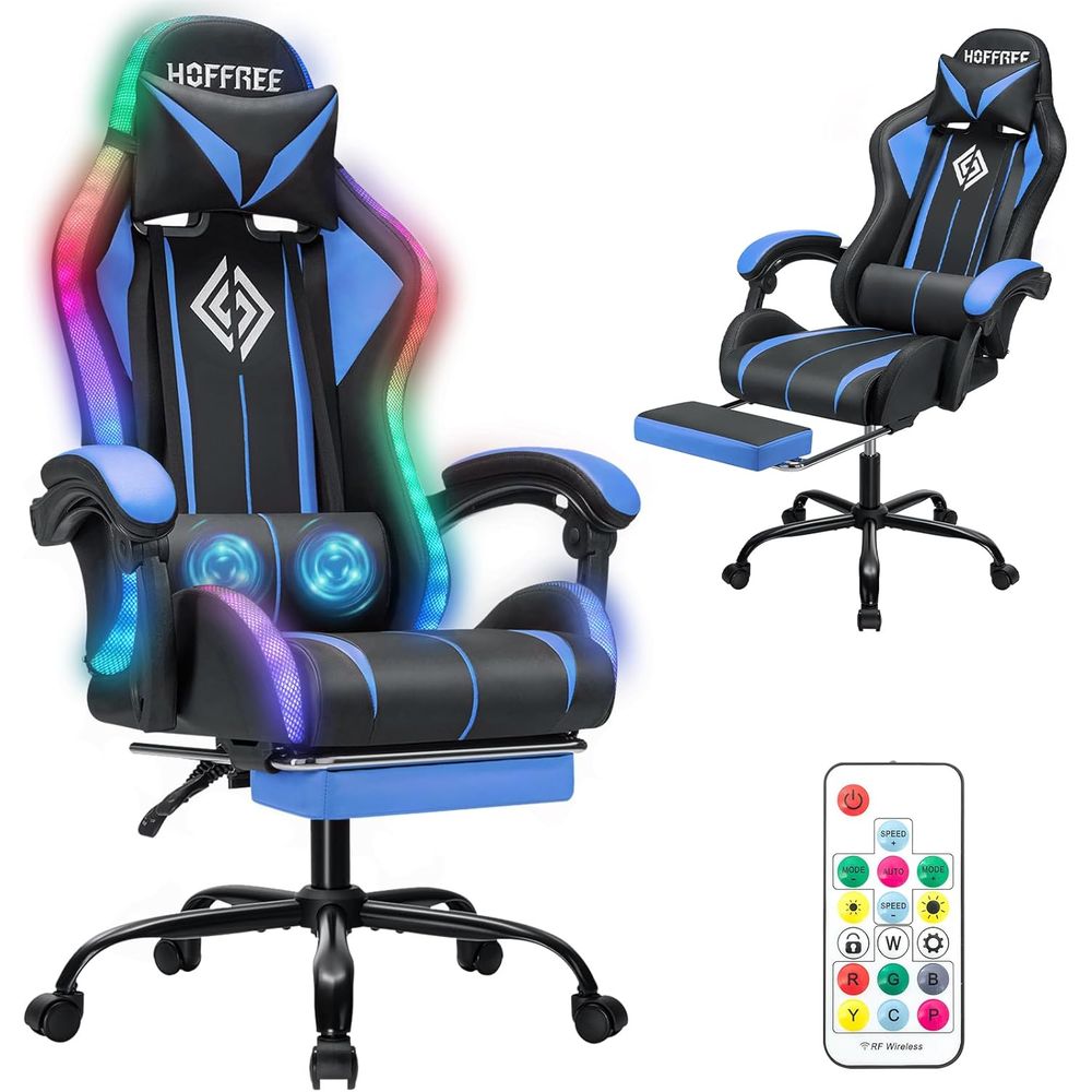 Video Gaming & Esports Usd Acc - كرسي ألعاب LED مع خاصية التدليك